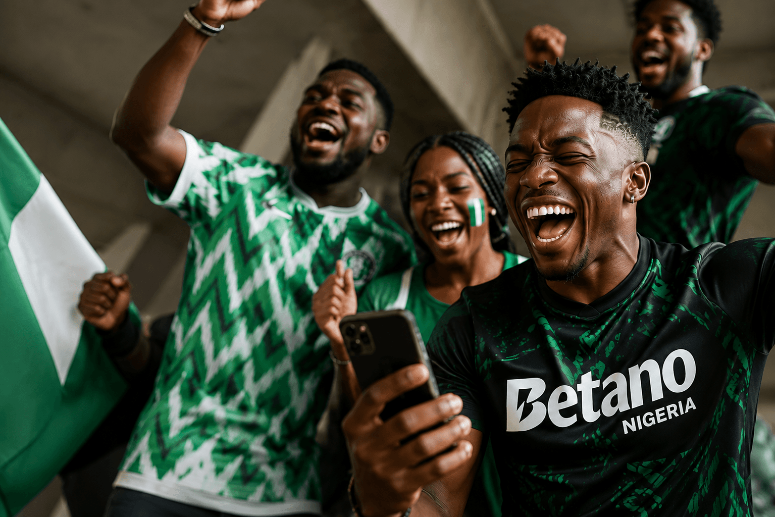 Nigerian football fans celebrating